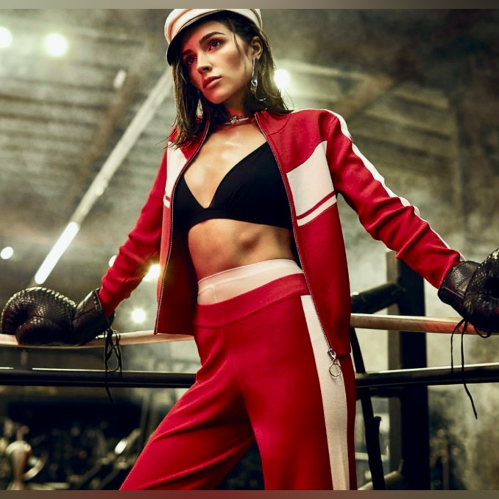 Rare EUC MARLED x OLIVIA CULPO Fashion Track Pants Size L In On Trend Red/ - Picture 9 of 14